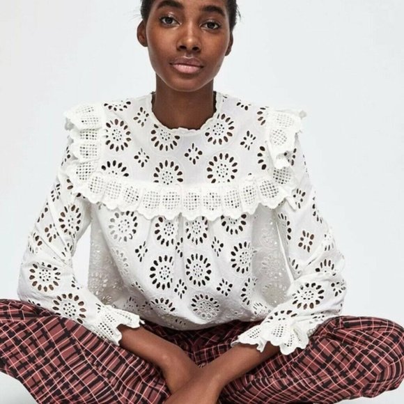 blouse broderie anglaise zara